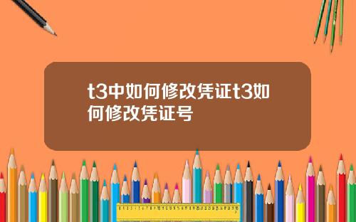 t3中如何修改凭证t3如何修改凭证号