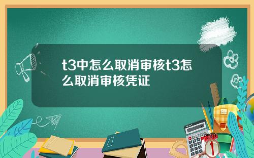 t3中怎么取消审核t3怎么取消审核凭证