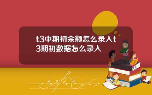 t3中期初余额怎么录入t3期初数据怎么录入