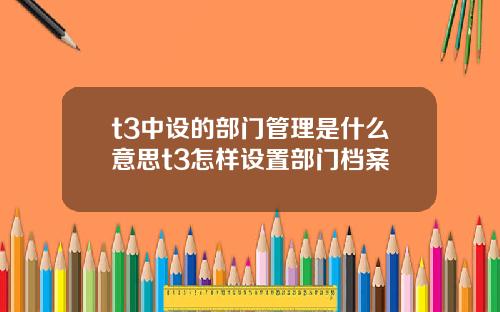 t3中设的部门管理是什么意思t3怎样设置部门档案