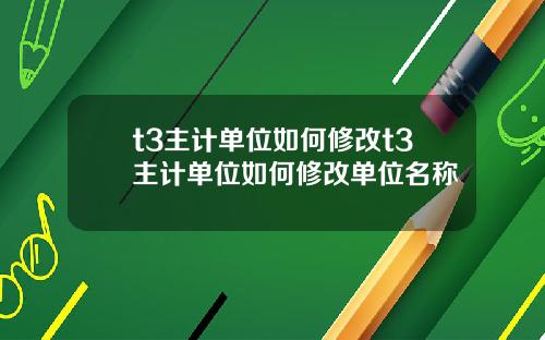 t3主计单位如何修改t3主计单位如何修改单位名称