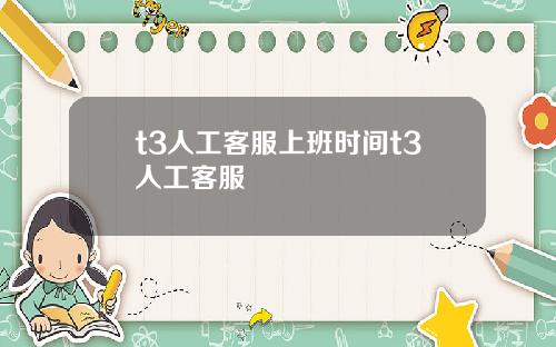 t3人工客服上班时间t3人工客服