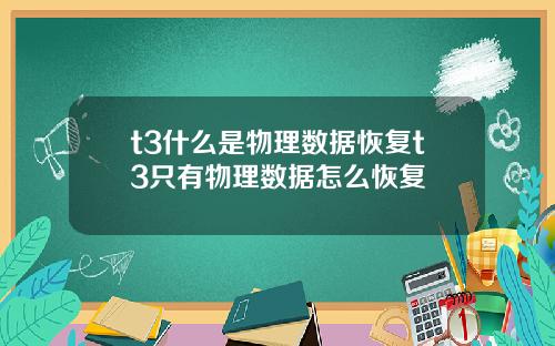 t3什么是物理数据恢复t3只有物理数据怎么恢复