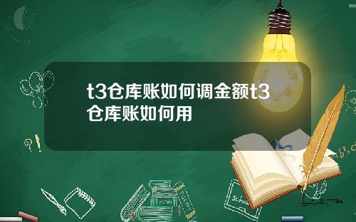 t3仓库账如何调金额t3仓库账如何用