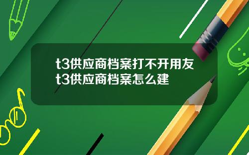 t3供应商档案打不开用友t3供应商档案怎么建