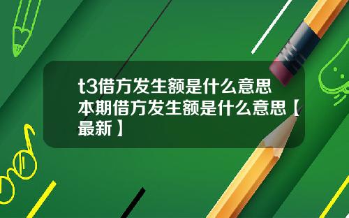 t3借方发生额是什么意思本期借方发生额是什么意思【最新】