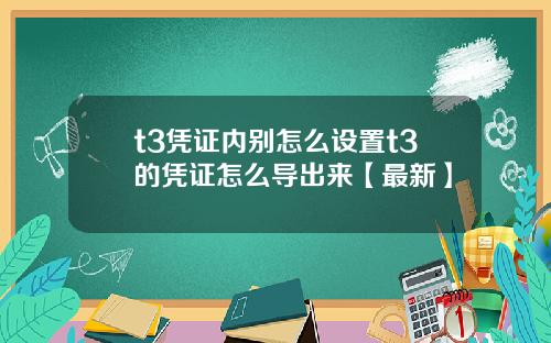 t3凭证内别怎么设置t3的凭证怎么导出来【最新】