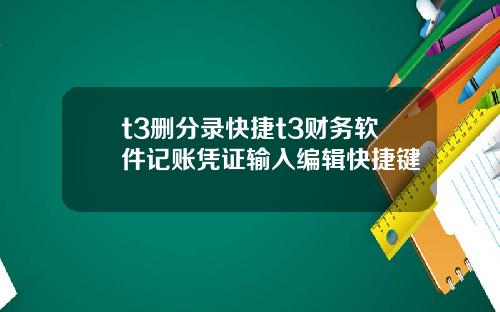 t3删分录快捷t3财务软件记账凭证输入编辑快捷键