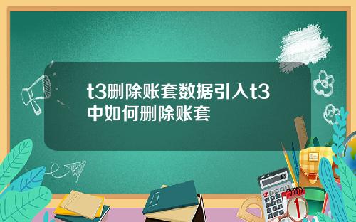 t3删除账套数据引入t3中如何删除账套