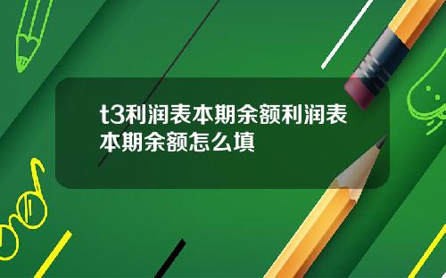 t3利润表本期余额利润表本期余额怎么填