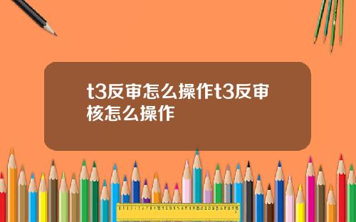 t3反审怎么操作t3反审核怎么操作