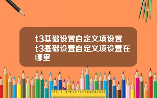 t3基础设置自定义项设置t3基础设置自定义项设置在哪里