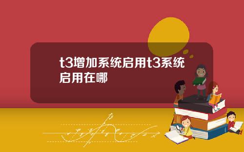 t3增加系统启用t3系统启用在哪