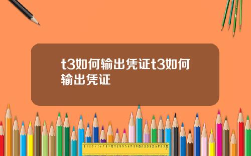 t3如何输出凭证t3如何输出凭证