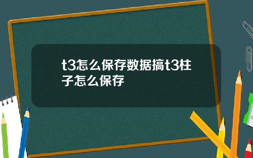 t3怎么保存数据搞t3柱子怎么保存