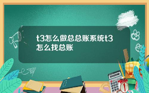 t3怎么做总总账系统t3怎么找总账