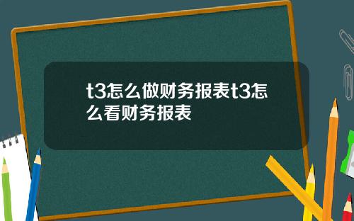 t3怎么做财务报表t3怎么看财务报表