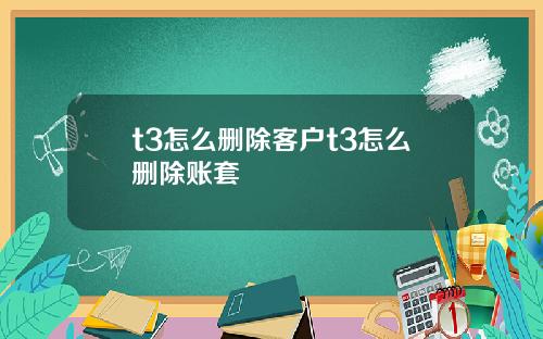 t3怎么删除客户t3怎么删除账套