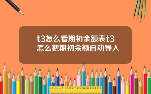 t3怎么看期初余额表t3怎么把期初余额自动导入