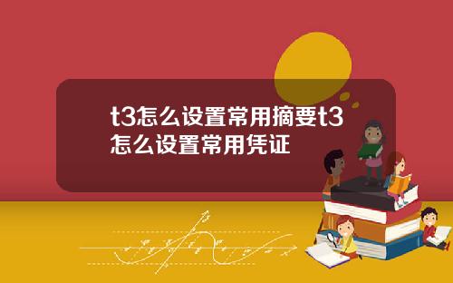 t3怎么设置常用摘要t3怎么设置常用凭证