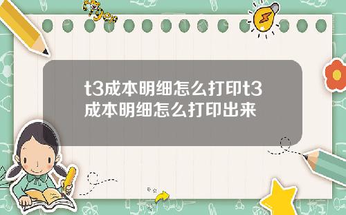 t3成本明细怎么打印t3成本明细怎么打印出来