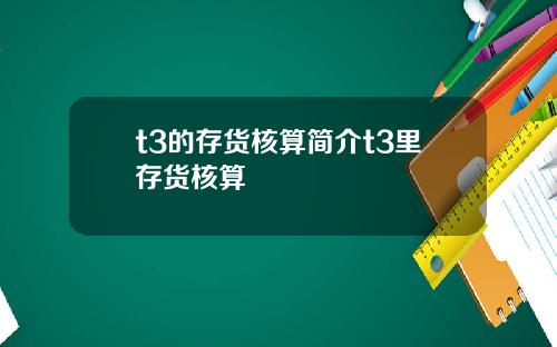 t3的存货核算简介t3里存货核算