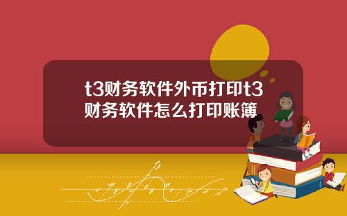t3财务软件外币打印t3财务软件怎么打印账簿