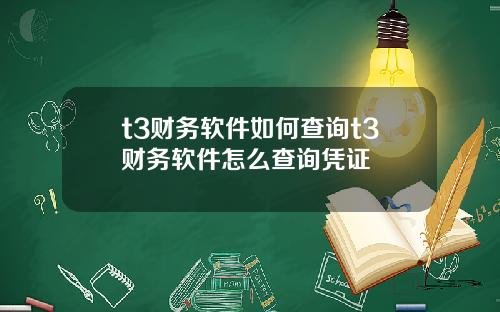 t3财务软件如何查询t3财务软件怎么查询凭证