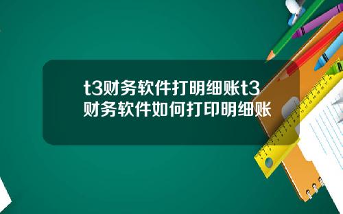 t3财务软件打明细账t3财务软件如何打印明细账