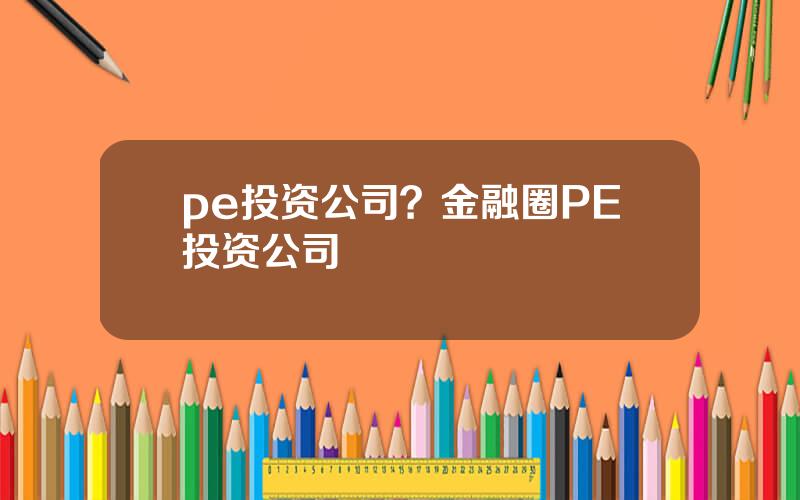 pe投资公司？金融圈PE投资公司