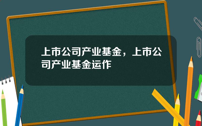 上市公司产业基金，上市公司产业基金运作