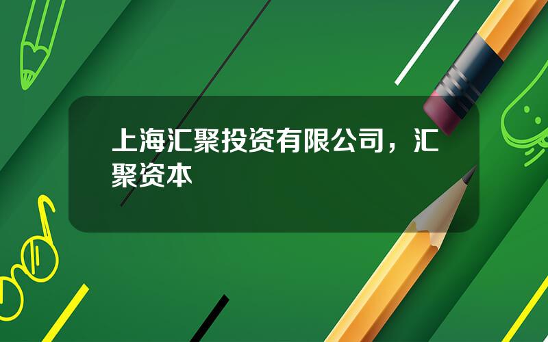 上海汇聚投资有限公司，汇聚资本