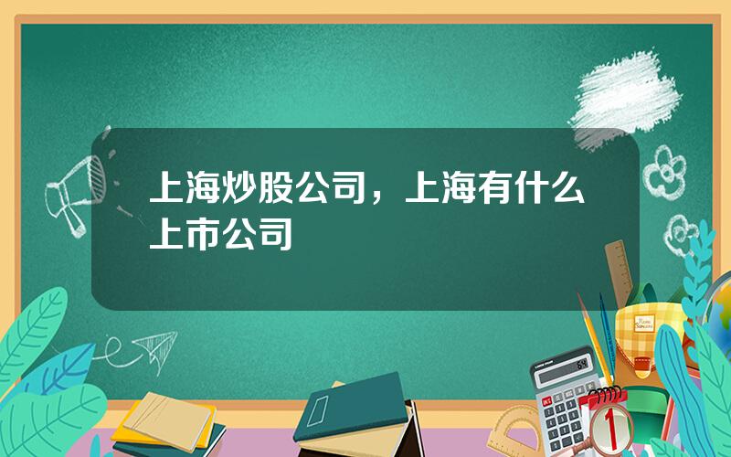上海炒股公司，上海有什么上市公司