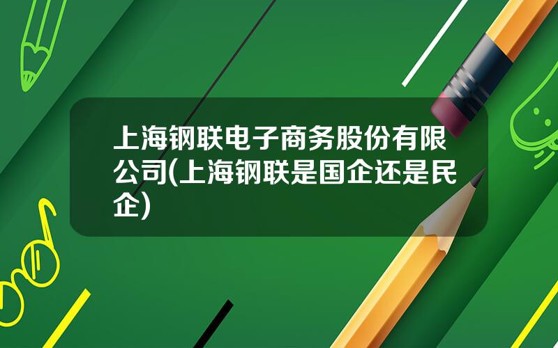 上海钢联电子商务股份有限公司(上海钢联是国企还是民企)