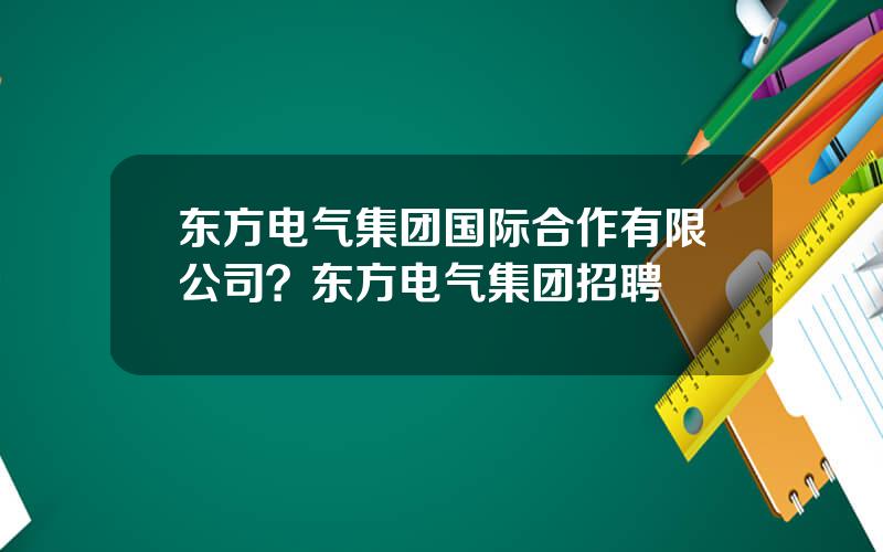 东方电气集团国际合作有限公司？东方电气集团招聘
