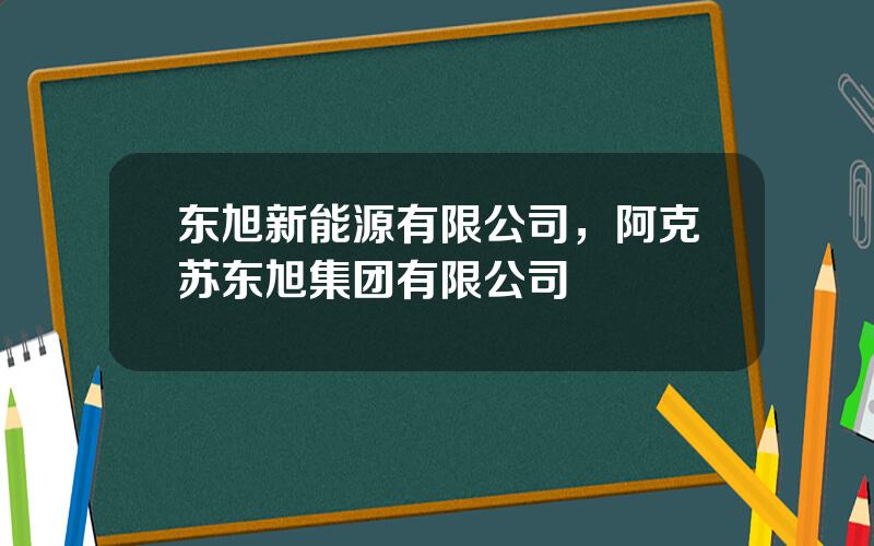 东旭新能源有限公司，阿克苏东旭集团有限公司