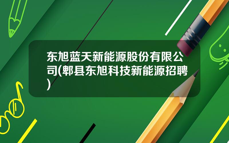 东旭蓝天新能源股份有限公司(郫县东旭科技新能源招聘)