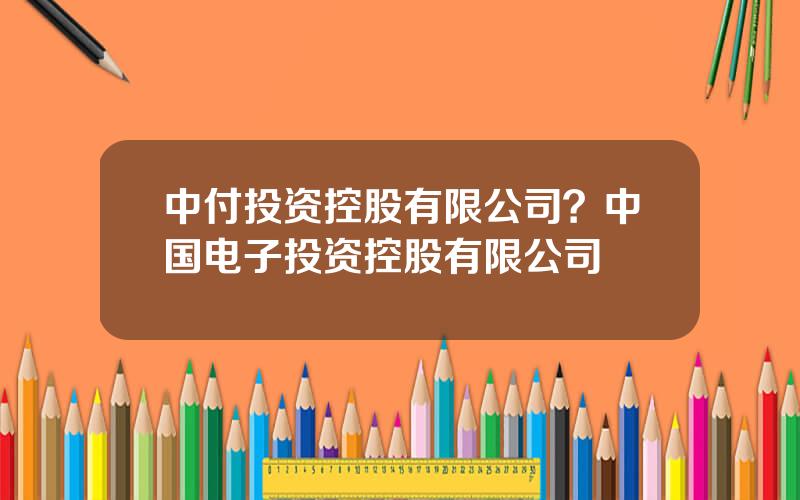 中付投资控股有限公司？中国电子投资控股有限公司