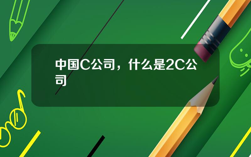 中国C公司，什么是2C公司