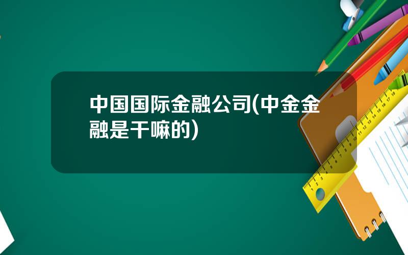 中国国际金融公司(中金金融是干嘛的)