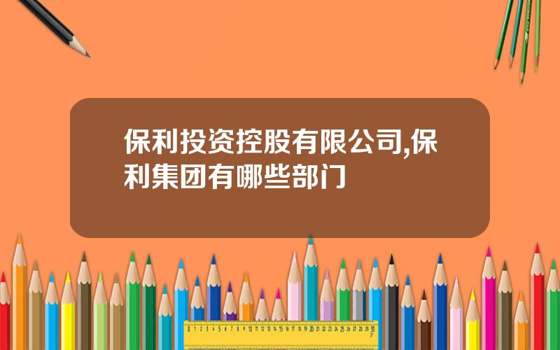 保利投资控股有限公司,保利集团有哪些部门