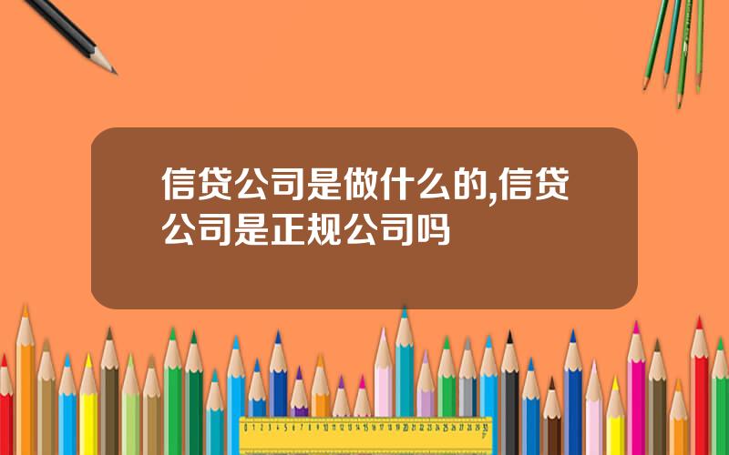 信贷公司是做什么的,信贷公司是正规公司吗