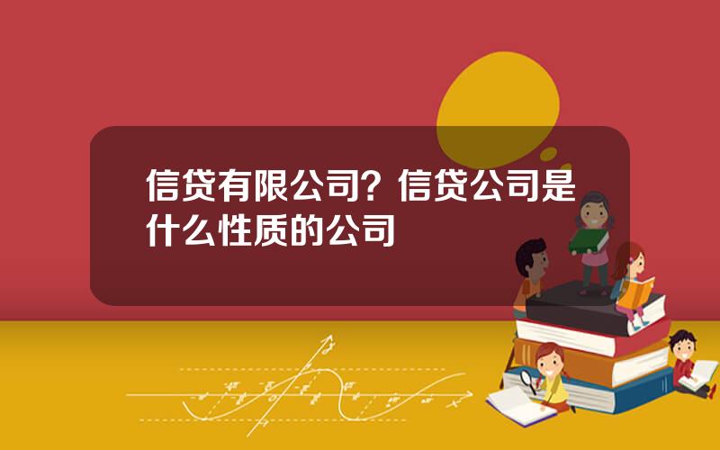 信贷有限公司？信贷公司是什么性质的公司