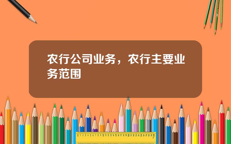 农行公司业务，农行主要业务范围