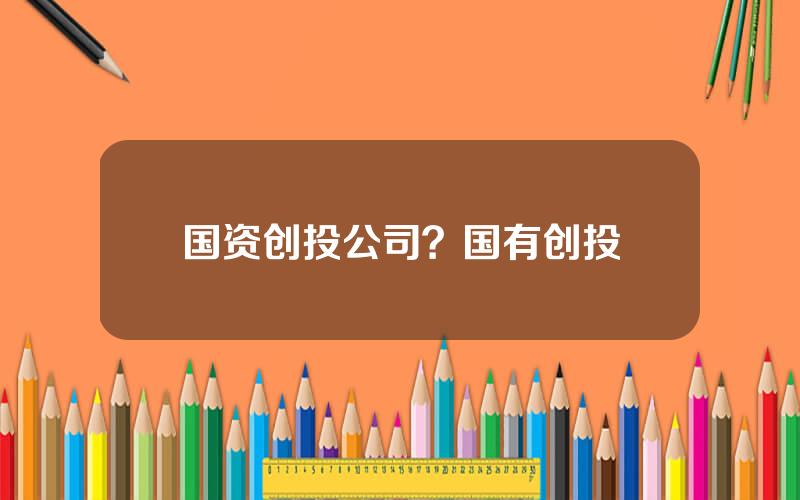 国资创投公司？国有创投