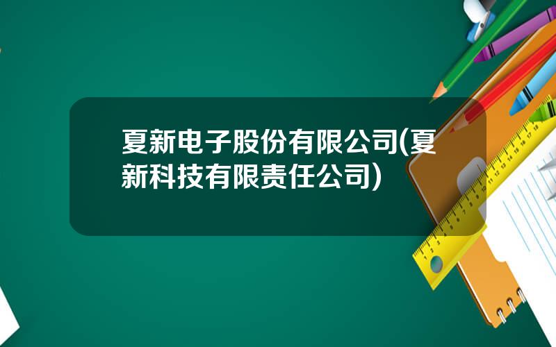 夏新电子股份有限公司(夏新科技有限责任公司)