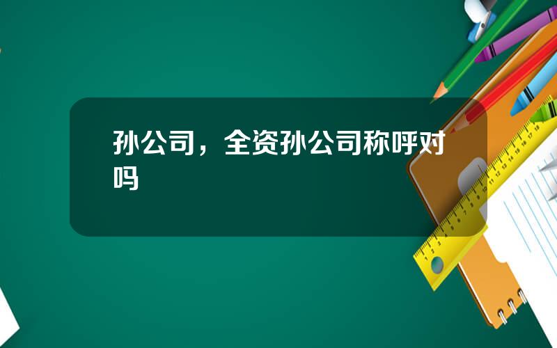 孙公司，全资孙公司称呼对吗