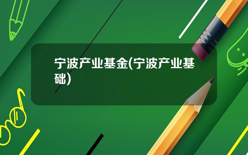 宁波产业基金(宁波产业基础)