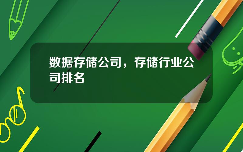 数据存储公司，存储行业公司排名