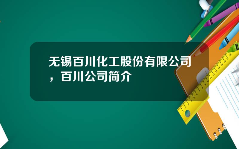 无锡百川化工股份有限公司，百川公司简介